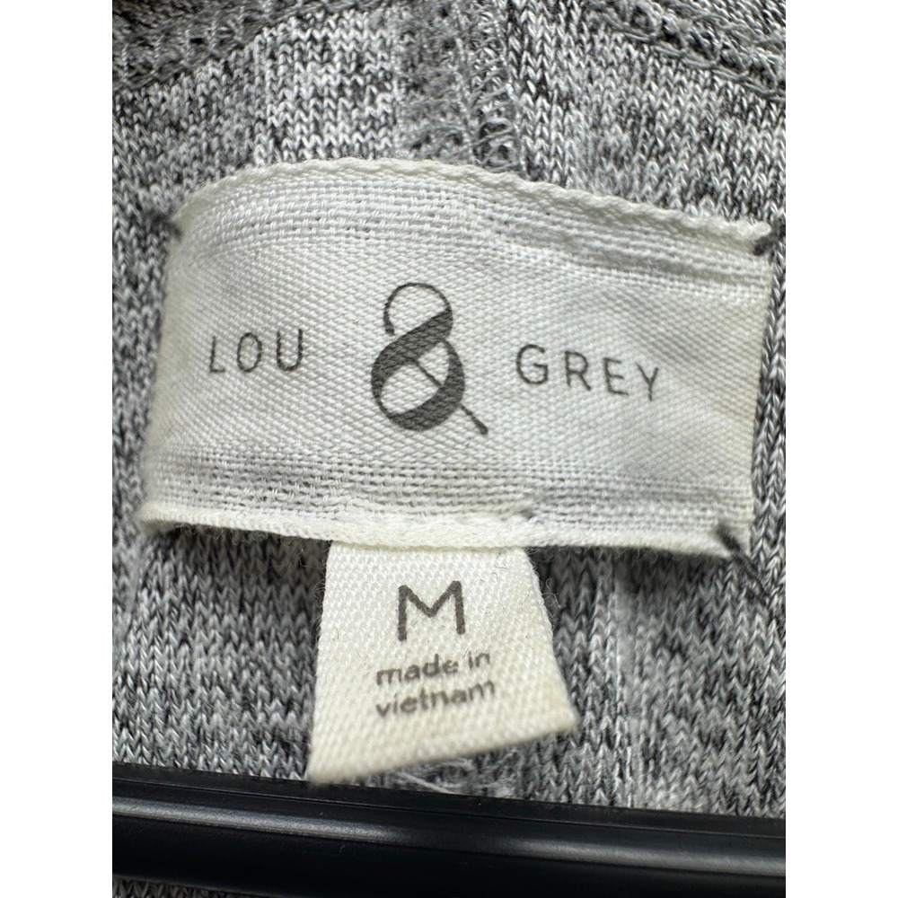 Lou & Grey Midi Dress Women M Gray Heathered Ribbed Knit Sleeveless Racerback - Picture 2 of 6